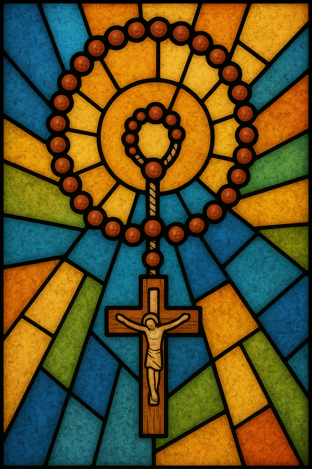 Rosary beads in stained glass