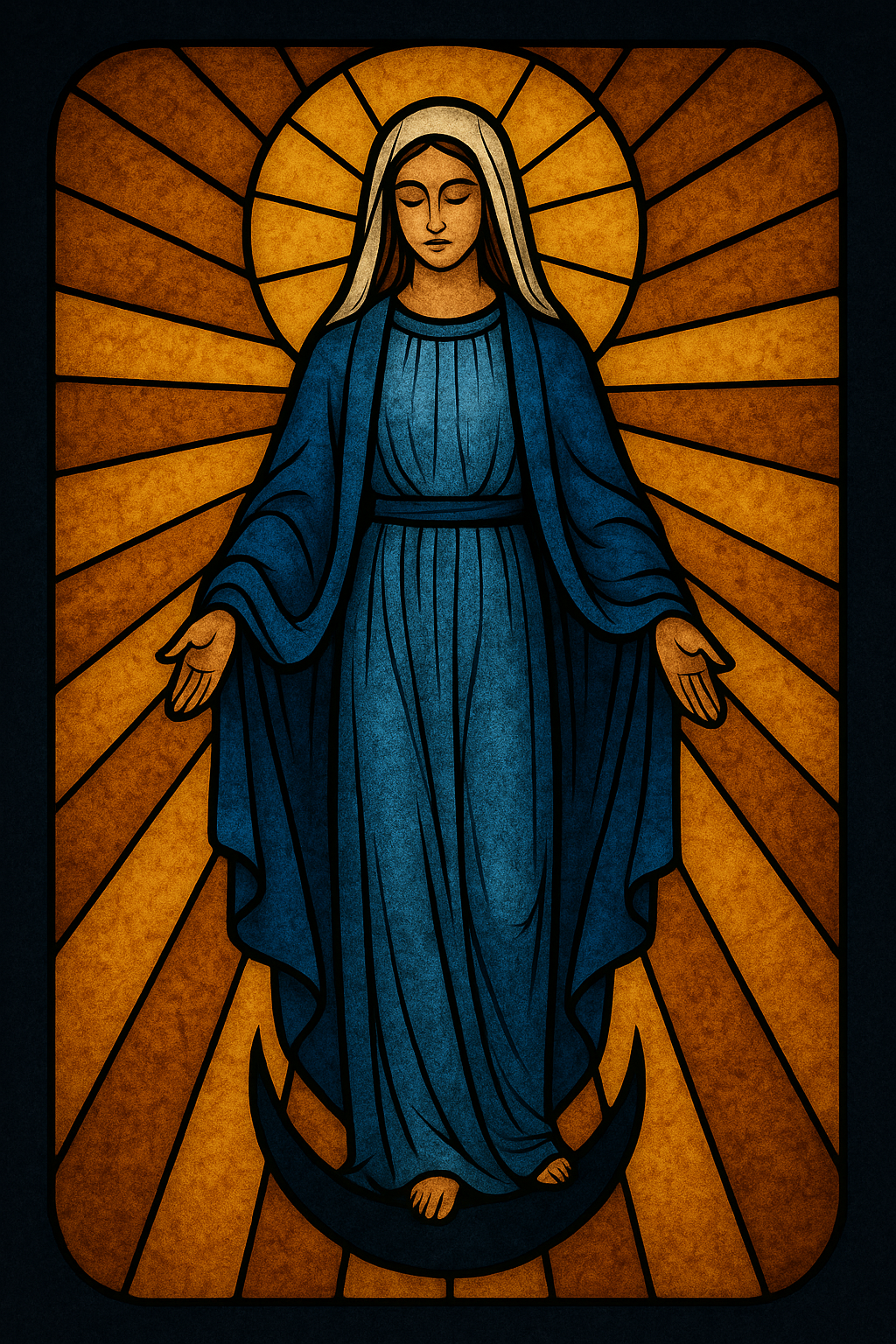 Stained-glass depiction of the Woman Clothed with the Sun from Revelation 12